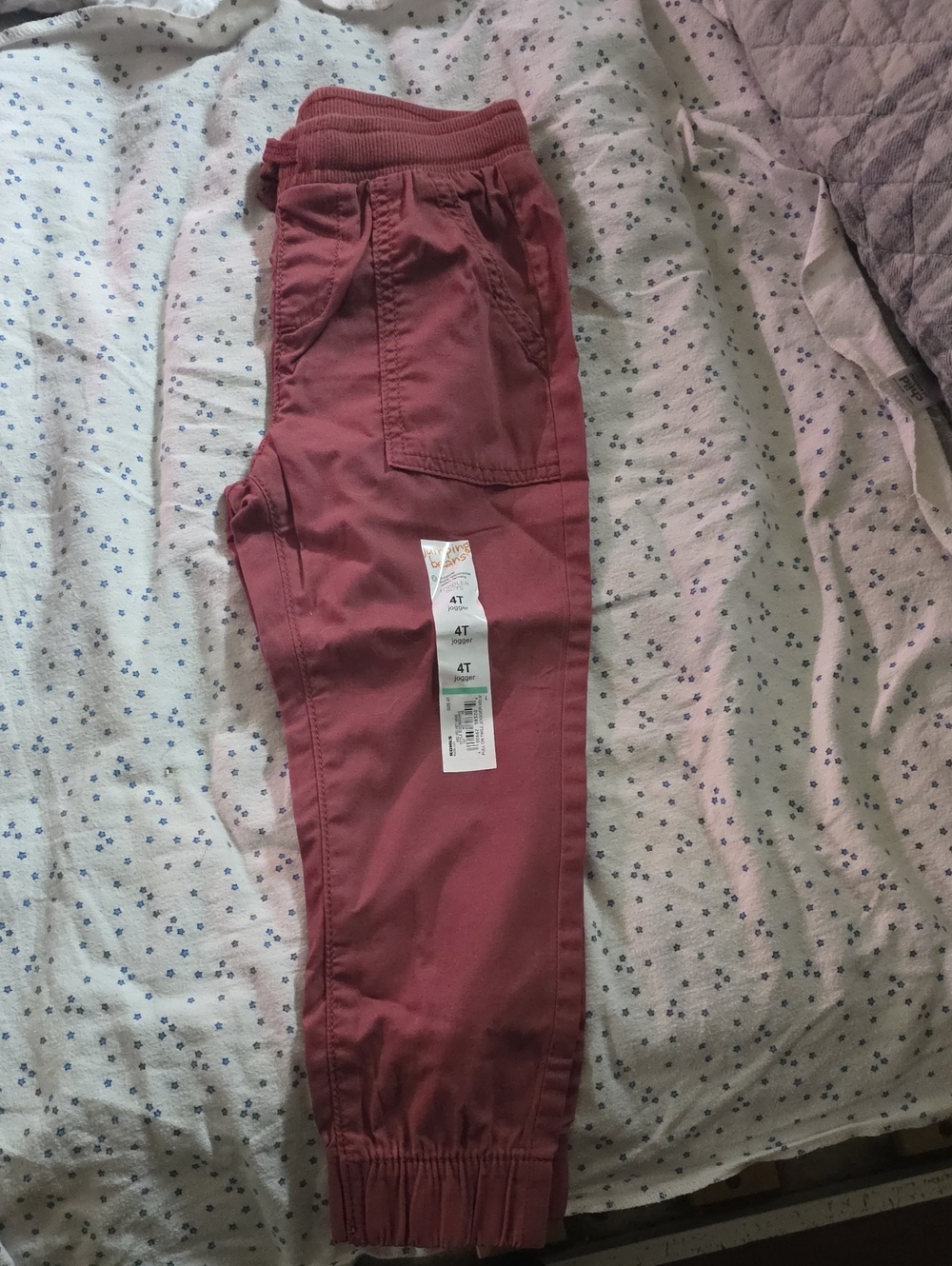 Kids Elastic-Waist Jogger Pants in Dust Red - Size 4T NWT